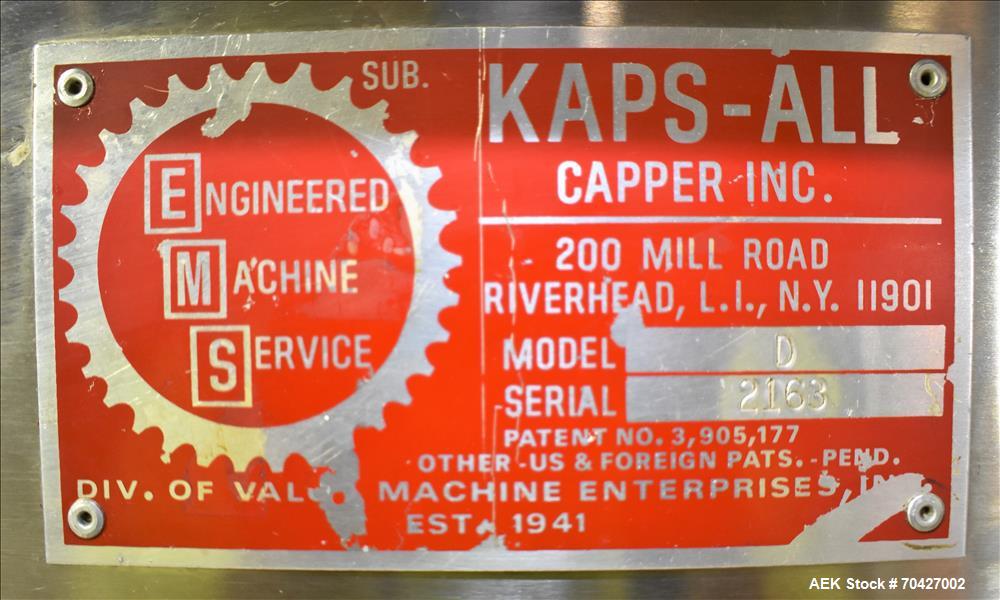 Used Kaps-All Model D Automatic Inline Screw Capper