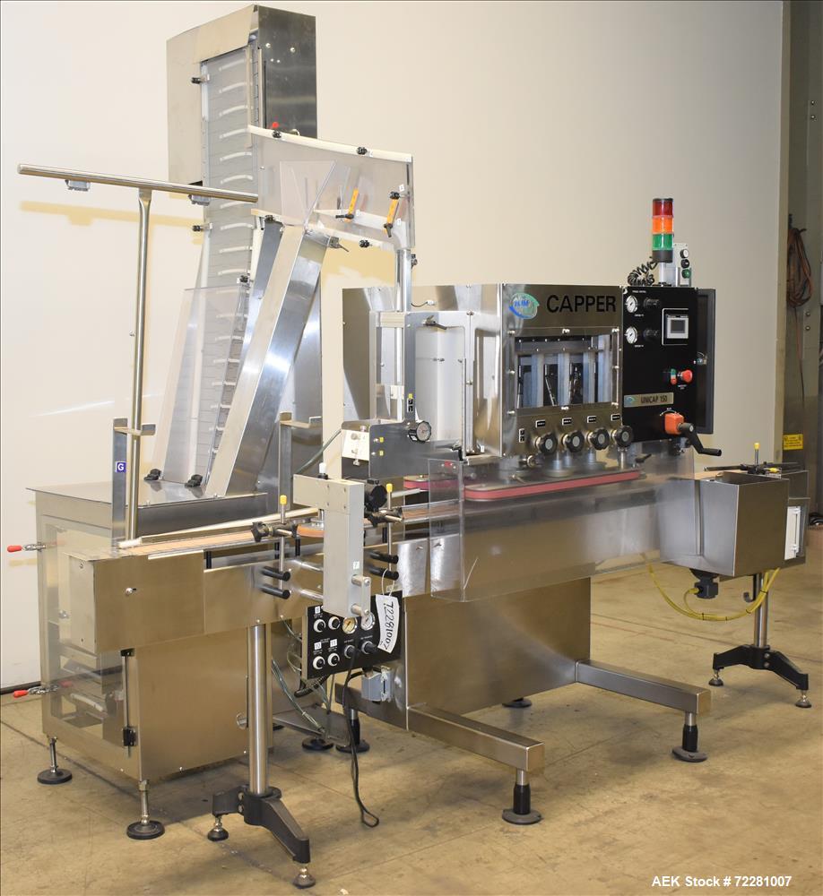 Used New Jersey Machine (NJM) Model Unicap-150 Automatic Inline Quill Capper.
