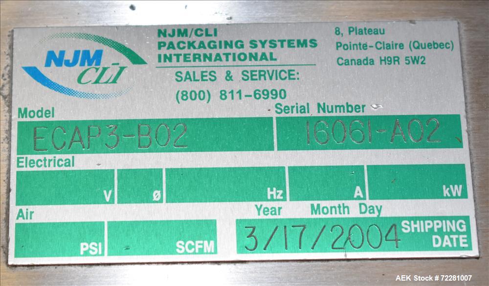 Used New Jersey Machine (NJM) Model Unicap-150 Automatic Inline Quill Capper.