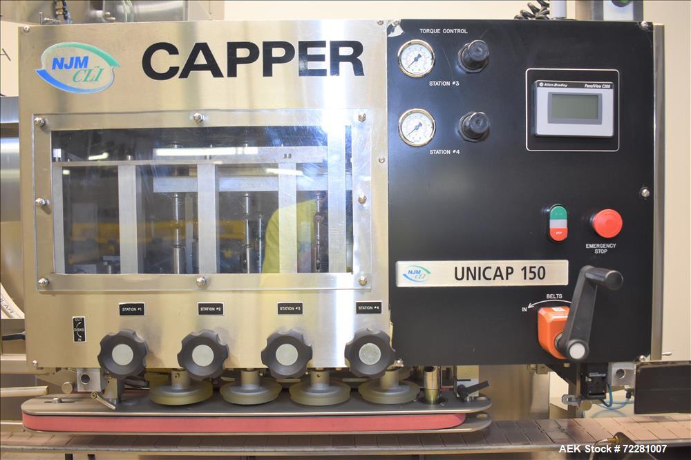 Used- New Jersey Machine (NJM) Model Unicap-150 Automatic Inline Quill Capper.