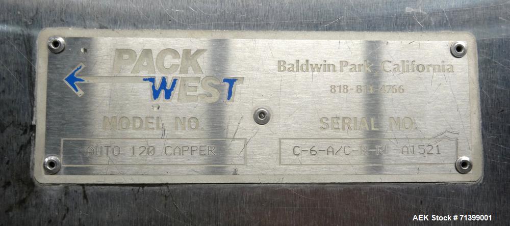 Used Pack West Model Auto 120 Right-To-Left Automatic Inline Spindle Capper