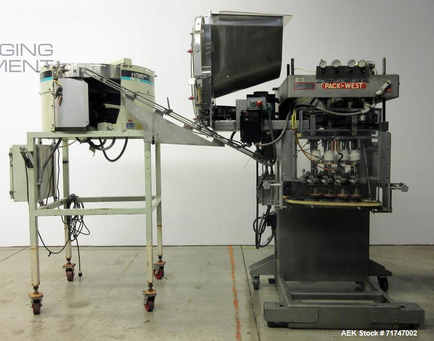 Used Pack West Auto-200 Automatic Inline Capper with Hoppmann Unscrambler