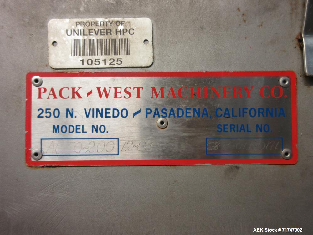 Used Pack West Auto-200 Automatic Inline Capper with Hoppmann Unscrambler