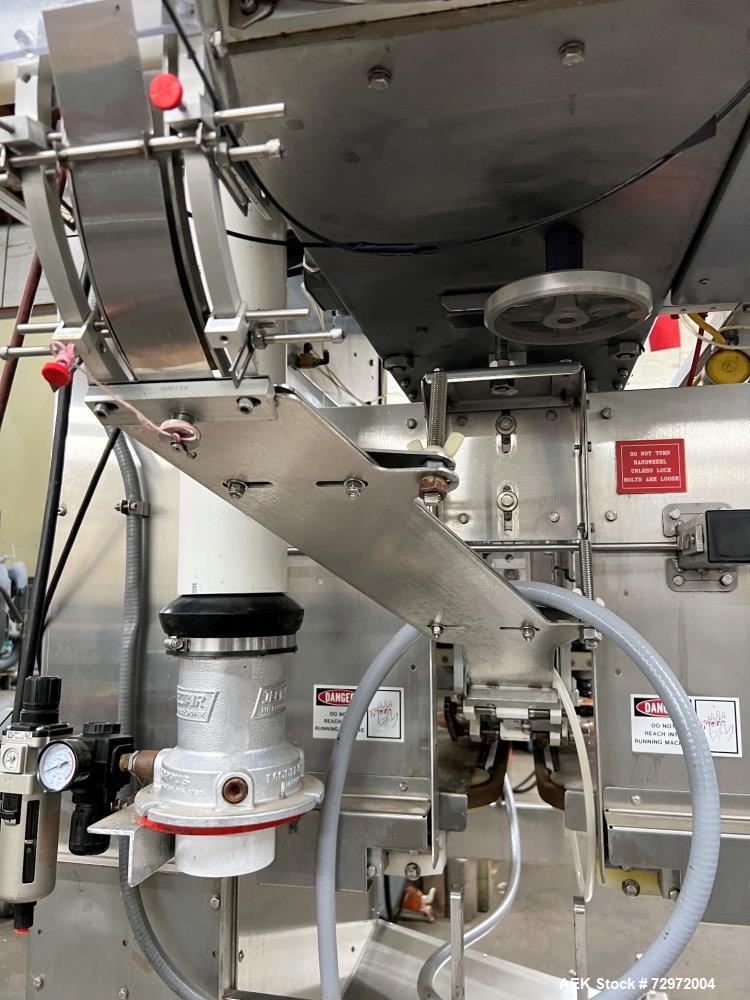 Used Pack West Model Auto 120Left to Right Automatic Inline Spindle Capper. Six (6) quill tighteners. Machine is capable of speeds from 80 to 150 caps per minute. Has a cap size range of 10mm to 120m...
