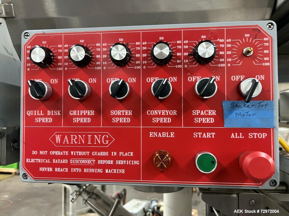 Used Pack West Model Auto 120Left to Right Automatic Inline Spindle Capper. Six (6) quill tighteners. Machine is capable of speeds from 80 to 150 caps per minute. Has a cap size range of 10mm to 120m...