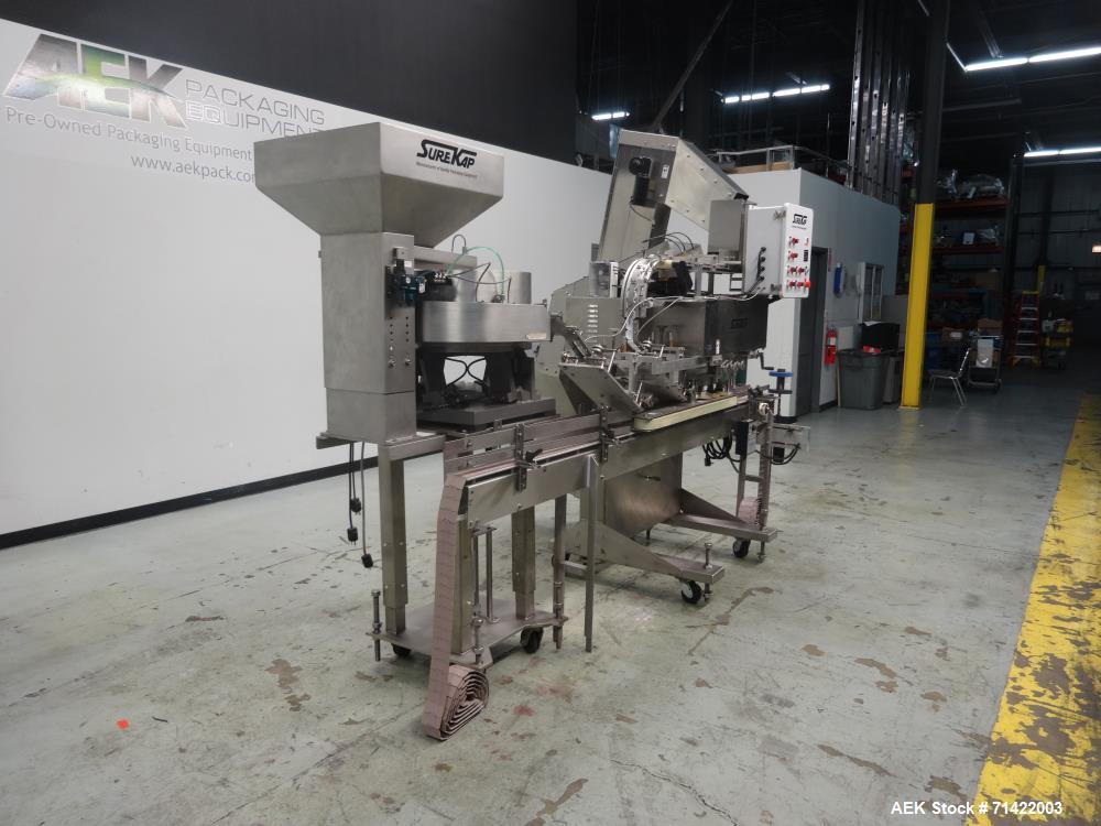 Used Surekap Model SK6000-BF6-COMBO Automatic Quill Capper with Elevator