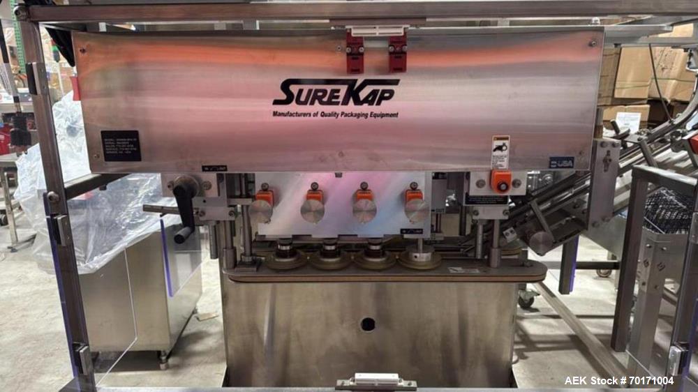Used SureKap SK8000-BF6-70 Automatic Inline Quill Capper – 8-Spindle Inline Cap Tightening Machine