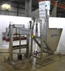 Used Accutek Inline Quill Capper, Model A-17. Set-up with 6-spindles and side-belt container transfer. Approximate speed 200 CPM. Approximate cap size range: 10mm to 120mm. Includes Accutek waterfall...
