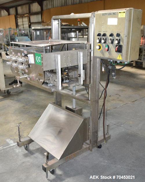 Used ELF ACT600L Automatic cap tightener. (6) Quill, rated up to 100 containers per minute. Cap size range 10mm-110mm diameter. Single belt unit C frame design. Mounted on casters. SELLING PRICE, AS ...