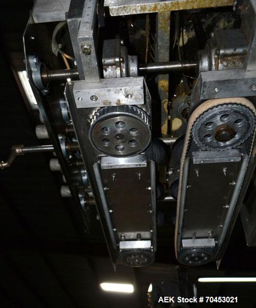 Used ELF ACT600L Automatic cap tightener. (6) Quill, rated up to 100 containers per minute. Cap size range 10mm-110mm diameter. Single belt unit C frame design. Mounted on casters. SELLING PRICE, AS ...