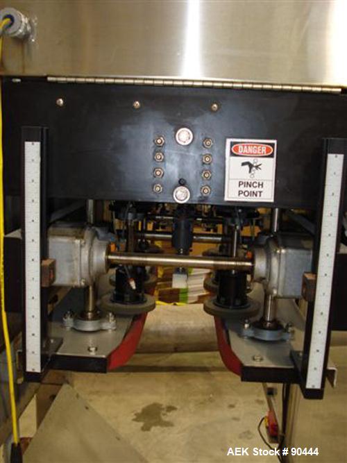 Used E-Pak (ELF) Semi Automatic Six Spindle Capper. (3) sets of (2) spindles. With cap chute feeder, cabable of speeds up to 120 CPM. Has C frame design to roll up to existing conveyor line. Cap size...