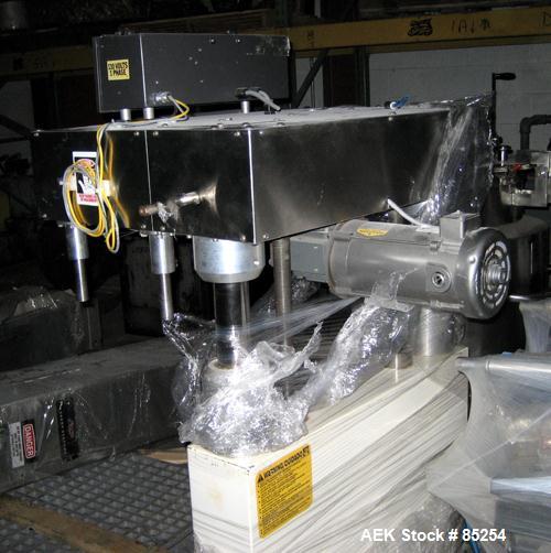 Used Kaps all Model BC Bottle Carrier/Transporter. 3/4 hp drive motor, serial #3812. Used for gap transporting between conveyors, depucking containers, bottom coding. Can handle vials to gallons with...