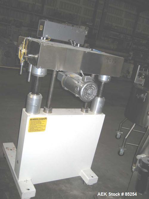 Used Kaps all Model BC Bottle Carrier/Transporter. 3/4 hp drive motor, serial #3812. Used for gap transporting between conveyors, depucking containers, bottom coding. Can handle vials to gallons with...