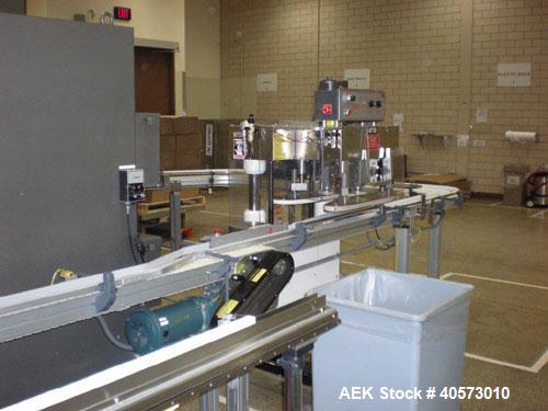 Used Kaps-All Model F4 Inline Quill Cap Tightener/ Retorquer. Capable of speeds over 150 BPM. Cap size range: 13 to 70mm. Has single belt side grippers, C frame design with painted base. Last used in...