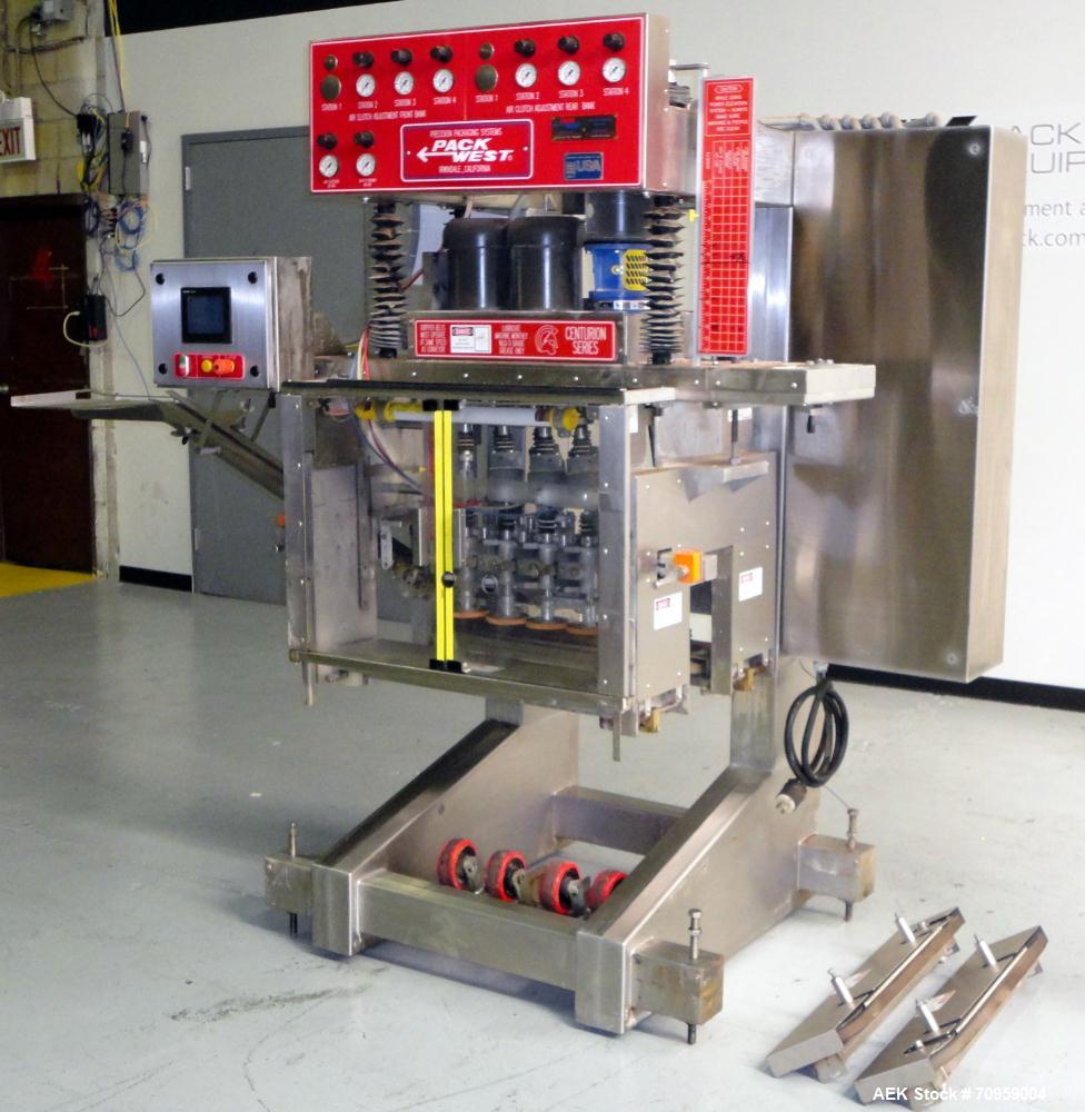 Used Pack West Centurion 200 Model AC-200 Semi-Automatic Inline Quill Capper