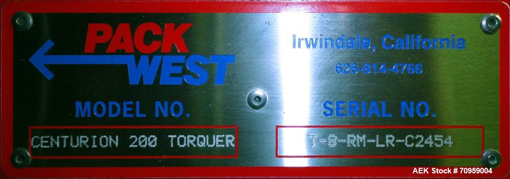 Used Pack West Centurion 200 Model AC-200 Semi-Automatic Inline Quill Capper
