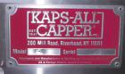 Used Kaps-All Model F4 Inline Quill Cap Tightener/Retorquer. Capable of speeds over 150 BPM. Cap size range: 13 to 70mm. Has single belt side grippers, C frame design with painted base. Last used in ...