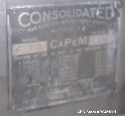 Used Consolidated Capem Model C4HB 8 Head Rotary Cap Press with Star Wheel Infeed and Discharge.