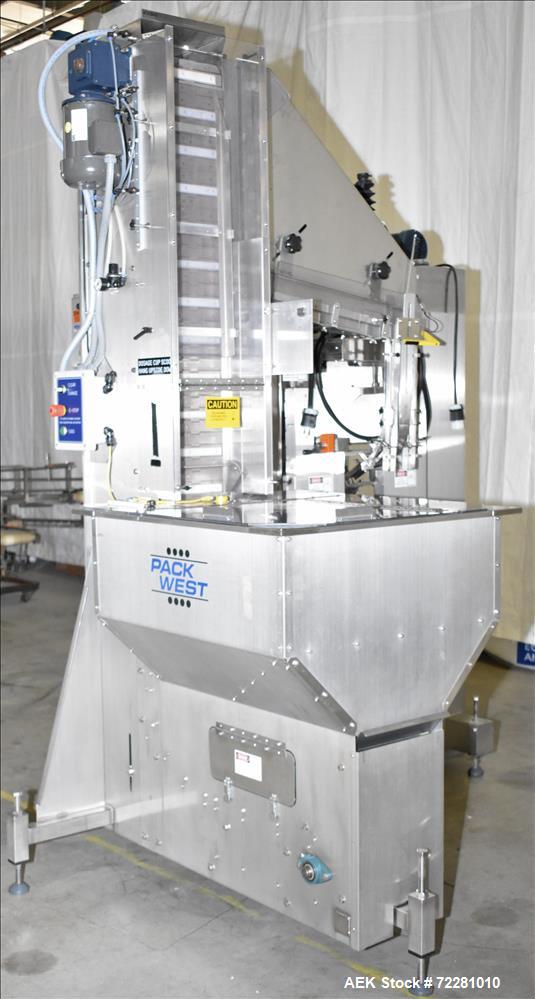 Used Pack West Model In-Line VS Snap Capper/Dose Cup Applicator.