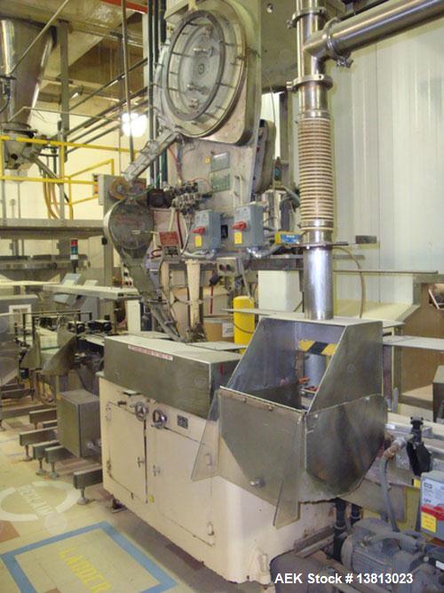 Used Resina Model F27 27 Fitment Applicator. Sorts and feeds fitments to be snapped into filled bottles such as spices. Previously running 43mm closures.