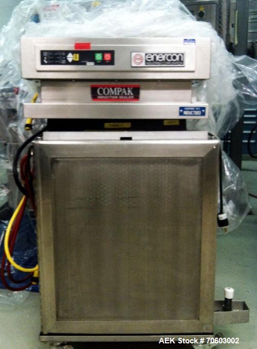 Used Enercon 3300 Induction Cap Sealing System consisting of: (1) Enercon Compak Induction Sealer, Model 3300. 3 KW output rating. Capable of speeds up to 300 FPM. Mounted on a stand. Includes a wate...