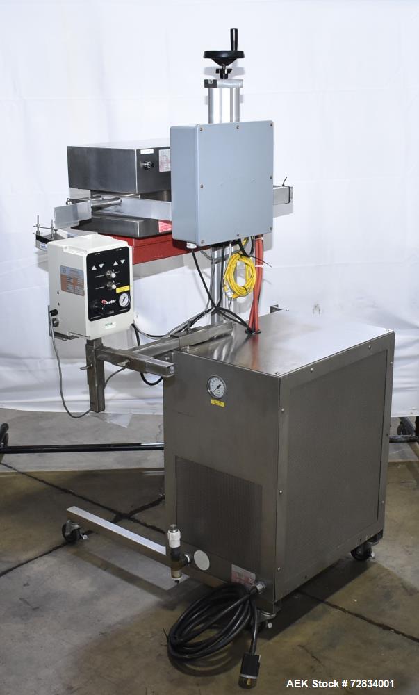 Used Enercon Compak Induction Cap Sealer, Model 3200. Air-cooled power supply, water-cooled sealing heads. 2 kW Output rating. Includes Enercon eject system, model LM4438-01. Enercon mobile cart, mod...