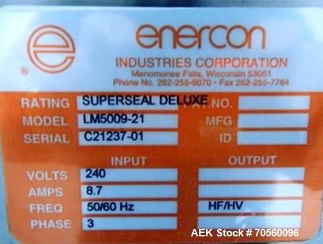 Used Enercon Superseal DX Induction Sealer, Model LM5009-21, Serial# C21237-01.
