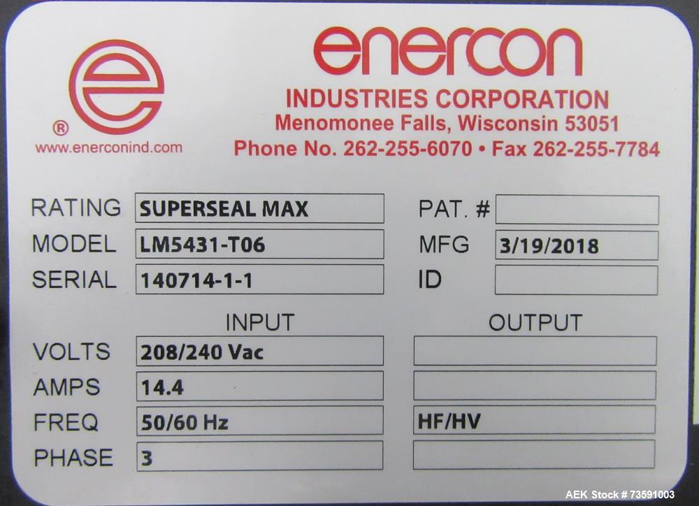 Unused Enercon Super Seal™ Tamper Evident Induction Sealer | Industrial Cap Sealing System