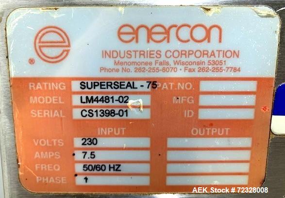 Used- Enercon Super Seal 75 Induction Cap Sealer, Model LM4481-02. Serial# CS1398-01. 1/50/60/230 Volt, 7.5 Amp.