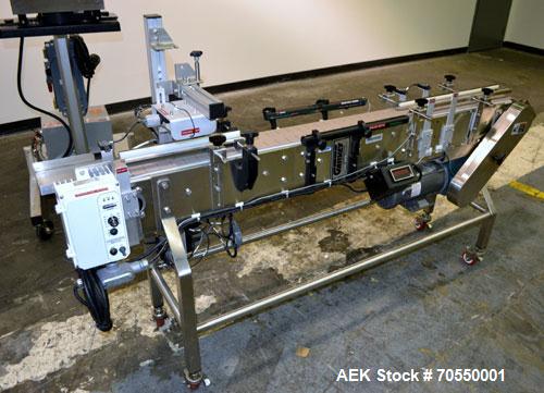 Used Enercon Superseal DX Air Cooled Induction Sealer. Model LM4466-1. 3/50/60 HZ, 240 volt, 8.7 amps. Mounted on an adjustable height stand. Includes seal detection, stalled bottle sensor, input tra...