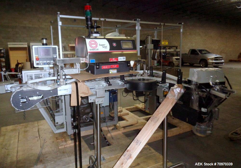 Used Enercon Superseal DX Air Cooled Induction Sealer. Model LM4466-1. Has a flat bar sealing head. 3/50/60 HZ, 240 volt, 8.7 amps.