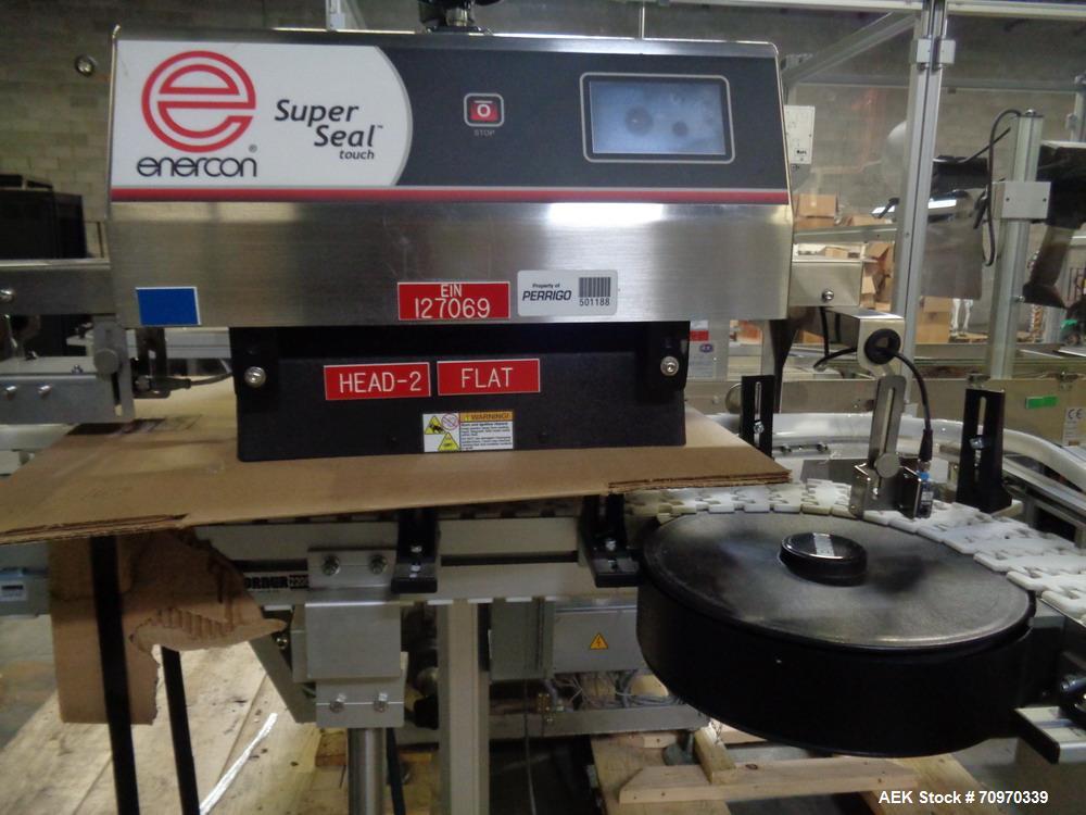 Used Enercon Superseal DX Air Cooled Induction Sealer. Model LM4466-1. Has a flat bar sealing head. 3/50/60 HZ, 240 volt, 8.7 amps.