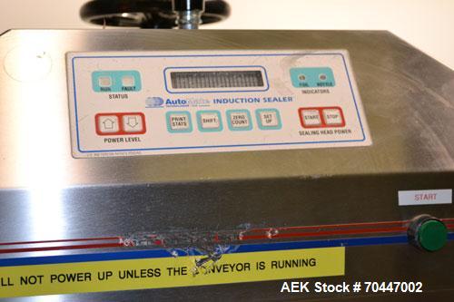 Used Automate Technologies Cap Induction Sealer, Model AM-20. Approximate 3" wide x 21" long seal area, air cooled. Mounted on a stainless steel adjustable height frame with casters.
