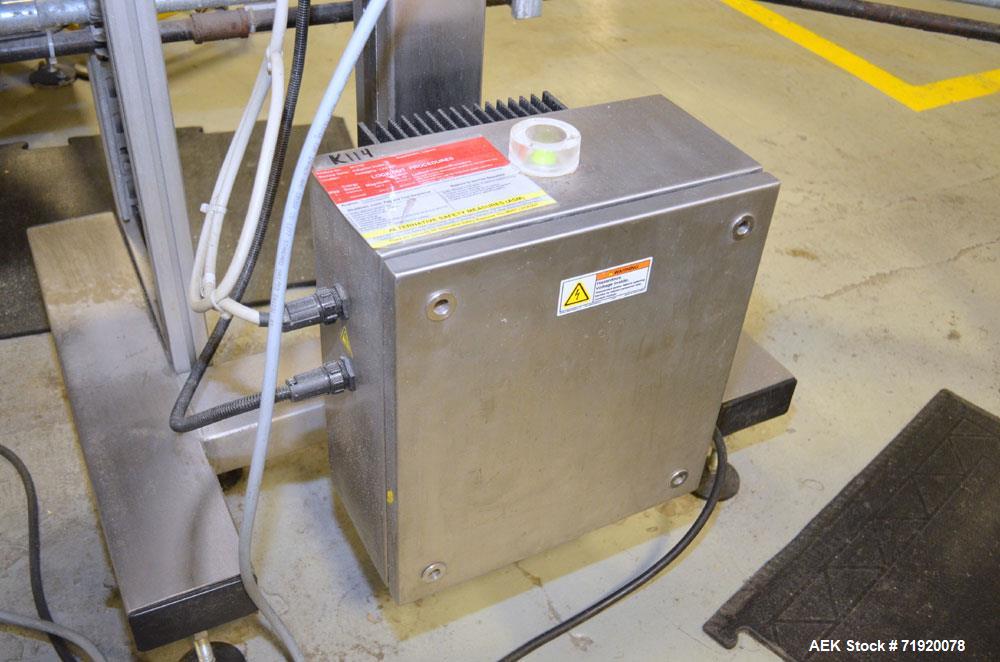 Used Lepel induction sealer, Model CS PLUS 350 SS, Serial # 1124-003026. Stainless steel construction, mounted over line conveyor.