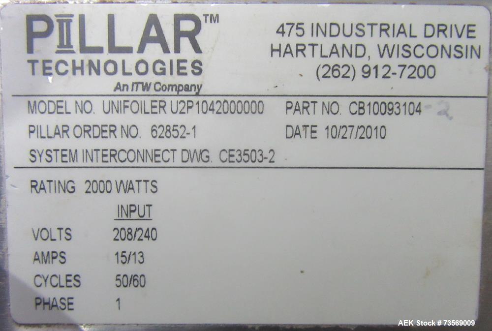 Used Tamper Evident System Pillar Technologies Unifolier U2P Induction Sealer – 2000 Watt Tamper Evident System (2010)