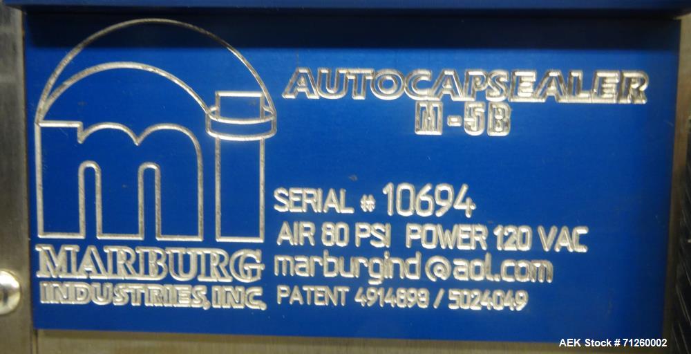Used Marburg Model M-5B Tamper Evident Shrink Labeler