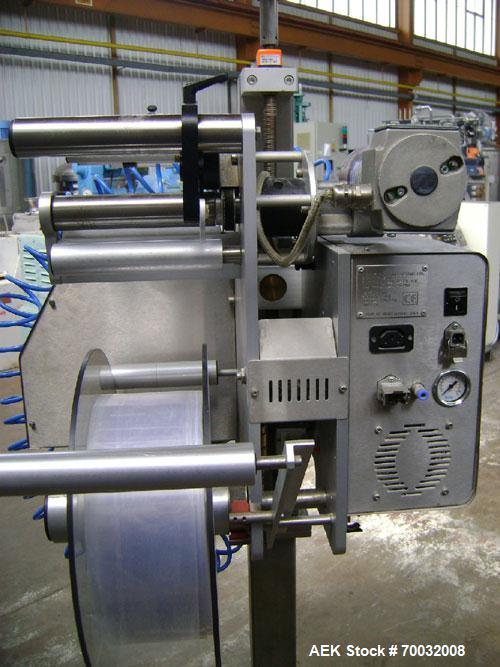 Used Sleevit Model SC100 Tamper Evident Neck Bander with.165MM maximum layflat, unlimited band length. Container / bandsize range of:20mm dia, 25mm length,at 50 cpm, up to to 100mm dia, 250mm length,...
