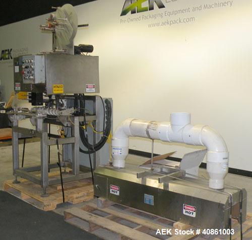 Used PDC 50 Tamper Evident Neck Bander and Shrink Sleeve Labeling Machine, capable of speeds from 50 to 130 CPM. Band/Sleeve size range: Diameter .375" to 3.00" or 10 to 75 MM; Band Height .625" to 7...