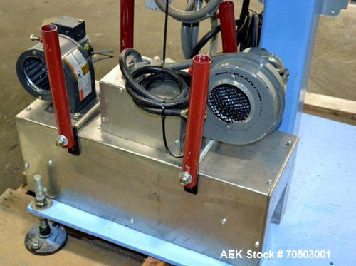 Used PDC Model 65M Tamper Evident Neck Banding Machine. Capable of speeds up to 200 bottles per minute. Band Diameter:3/8" to 3". Band Height 3/4" - 2". Set up for clear or continuous print film (no ...