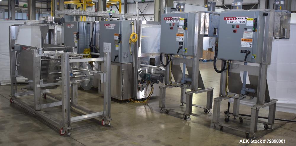 Used Tri-Pack SPC Tamper Evident Bander & Sleeve Labeler – 250–300 CPM