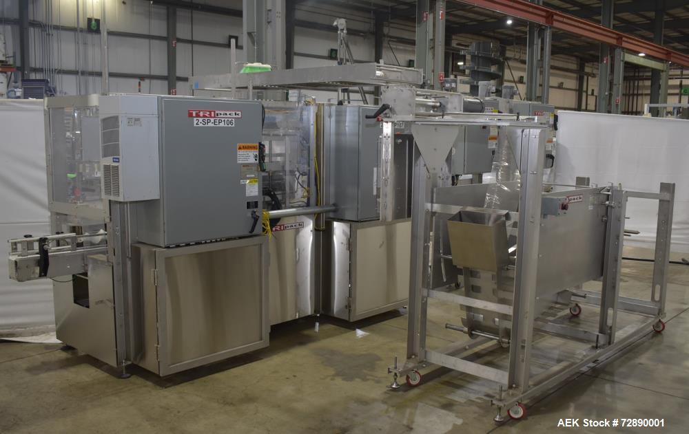 Used Tri-Pack SPC Tamper Evident Bander & Sleeve Labeler – 250–300 CPM