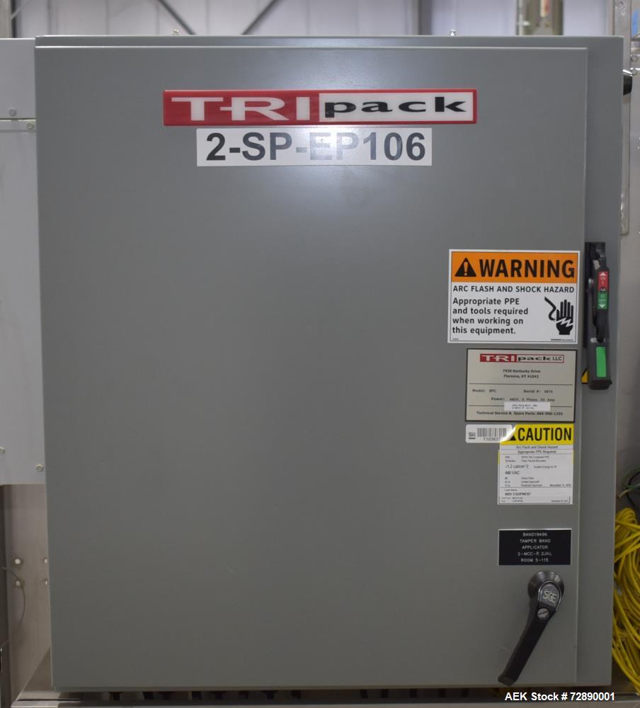 Used Tri-Pack SPC Tamper Evident Bander & Sleeve Labeler – 250–300 CPM