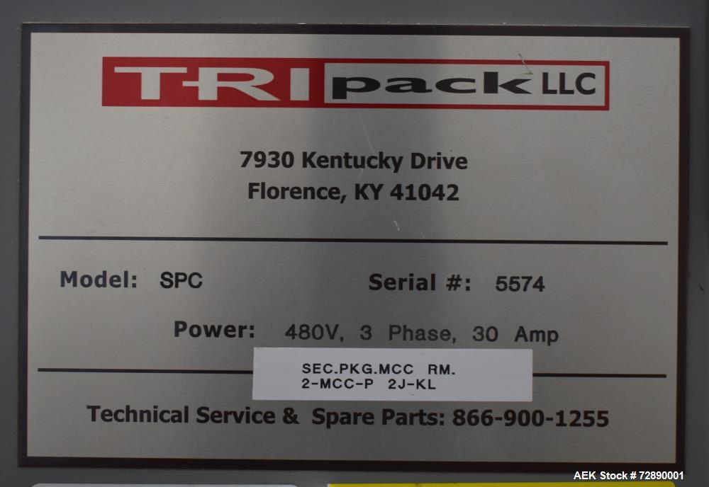 Used Tri-Pack SPC Tamper Evident Bander & Sleeve Labeler – 250–300 CPM