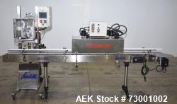 Used- Accutek Packaging Tamper-Evident (TE) Bander with Heat Tunnel and Conveyor. Capable of speeds up to 65 CPM. Container ...