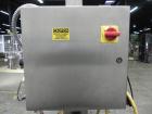 Used Axon Model EZ-100 Heat Shrink Tamper Evident Band & Sleeve Label Applicator. Rated up to 150 ppm depending on the container. Machine is of stainless steel construction. Sleeve size 20 to 100mm f...