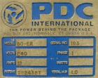 Used PDC 50 Tamper Evident Neck Bander and Shrink Sleeve Labeling Machine, capable of speeds from 50 to 130 CPM. Band/Sleeve size range: Diameter .375