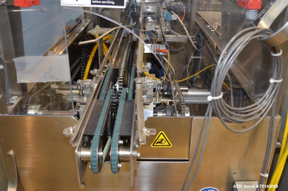 Used Adco Complete Top Load Forming and Tri-Closing Carton Line designed to form glued or lock style trays and tri-seal cartons and sealing of same, 35 cpm.  Includes Adco model AFCX351SS stainless s...