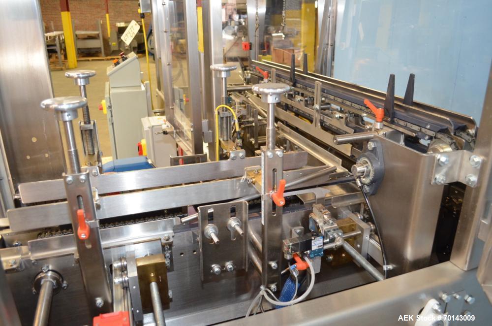 Used Adco Complete Top Load Forming and Tri-Closing Carton Line designed to form glued or lock style trays and tri-seal cartons and sealing of same, 35 cpm.  Includes Adco model AFCX351SS stainless s...