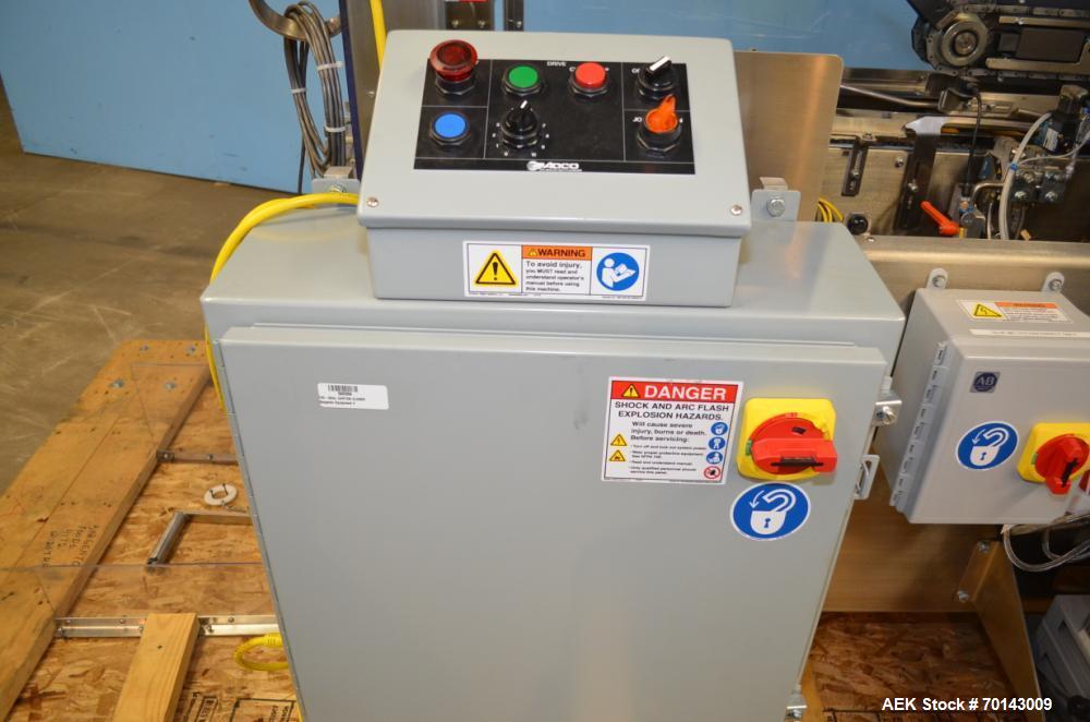 Used Adco Complete Top Load Forming and Tri-Closing Carton Line designed to form glued or lock style trays and tri-seal cartons and sealing of same, 35 cpm.  Includes Adco model AFCX351SS stainless s...