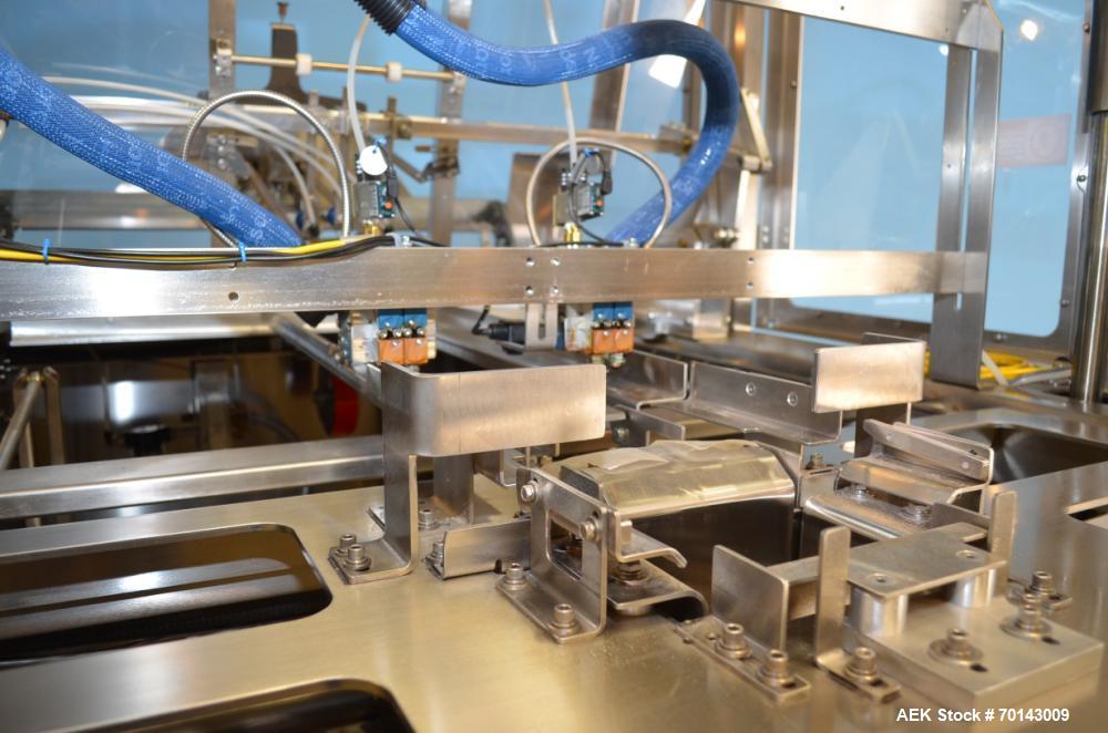 Used Adco Complete Top Load Forming and Tri-Closing Carton Line designed to form glued or lock style trays and tri-seal cartons and sealing of same, 35 cpm.  Includes Adco model AFCX351SS stainless s...